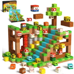 Magnetic Building Blocks Super Mario Toddler Toys for Boy Girl 3+ Build Magnet Cube STEM Game Sensory Christmas Gift for Kid Set