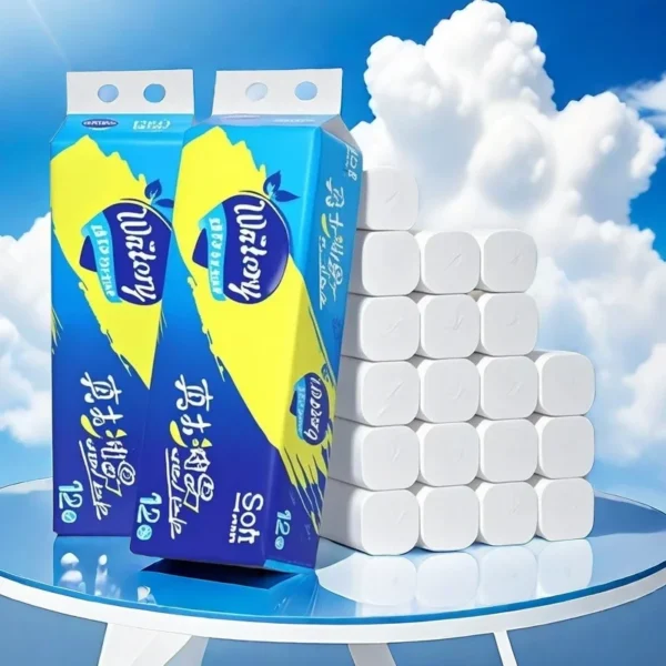 12 Rolls of Full Box of Roll Paper Five Layers of Thickened Core Roll Toilet Paper Toilet Paper - Image 2