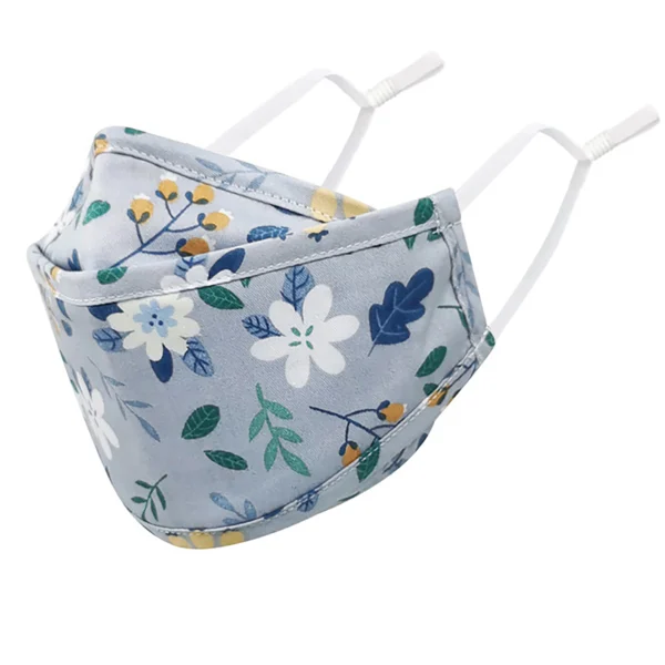4 Styles New Upgrade Cotton Face Mask Covering Reusable Washable Solid Color Floral Printed Unisex Earloop Mask For Adult - Image 6