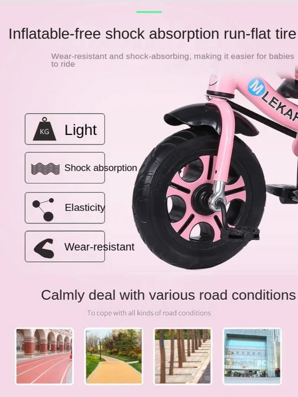 LazyChild Rotatable Seat Children's Tricycle 1-5 Year Old Baby Bicycle Bike Baby Stroller With Awning 2023 New - Image 4