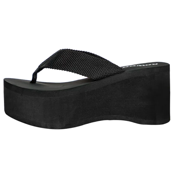 High Heel Women Sandal Shoes Solid Summer Flip Flops Wedges Platform Textile 3.15" height Increasing Shoes 8cm Footwear - Image 4