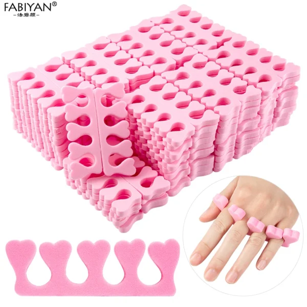 Pink 200pcs Nail Art 100 Pairs Toe Separators Fingers Foots Sponge Soft Gel UV Beauty Tools Polish Manicure Pedicure Pack - Image 6