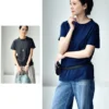 MICOCO T2285C Artistic simple multi - color comfortable round neck short - sleeved T - shirt woman - Image 2