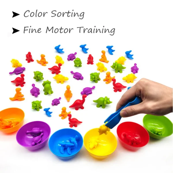 Montessori Material Rainbow Counting Bear Math Toys Animal Dinosaur Color Sorting Matching Game Children Educational Sensory Toy - Image 2