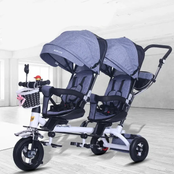 Baby Strollers Double Twin with Air Wheel Universal Travel Baby Pram Children Double Seat Baby Tricycle Carriage Kids Push Trike - Image 4