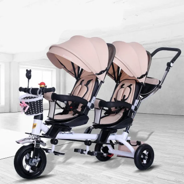 Baby Strollers Double Twin with Air Wheel Universal Travel Baby Pram Children Double Seat Baby Tricycle Carriage Kids Push Trike - Image 5