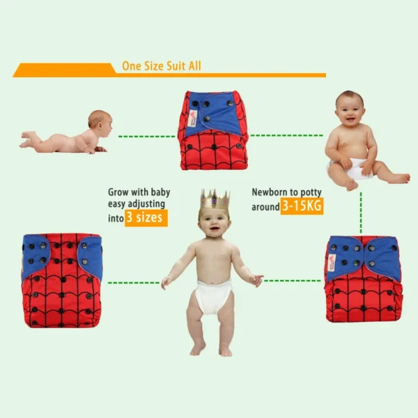 [Littles&Bloomz]2024 Washable Reusable Cloth Diaper Ecological Adjustable Real Pocket Nappy Fit 0-2year 3-15kg Baby Insert - Image 3
