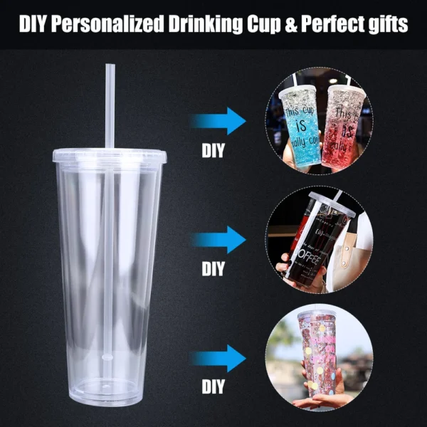 High Capacity Reusable Water Bottle Summer Drinking Cup With Straw Lid Double-layer Outdoor Sport Drinkware Cold Water Juice Cup - Image 3