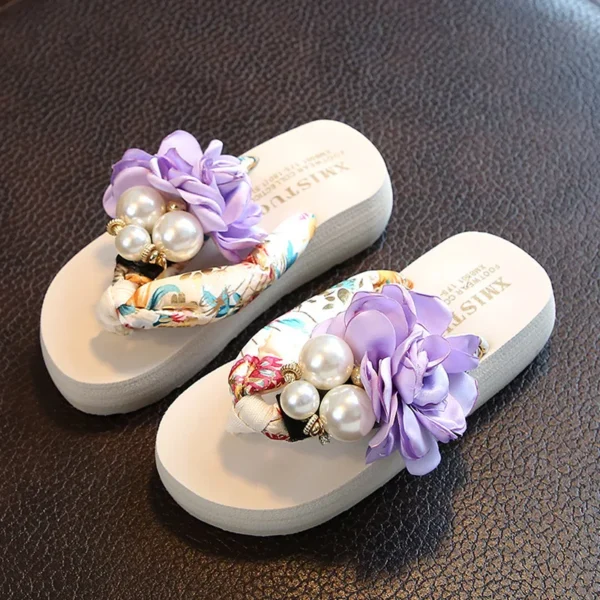 New Girls Beach Slippers Children Fashion Floral Slippers Women Home Shoes Kids and Mother Flip-flops Sandals Comfortable B711 - Image 2