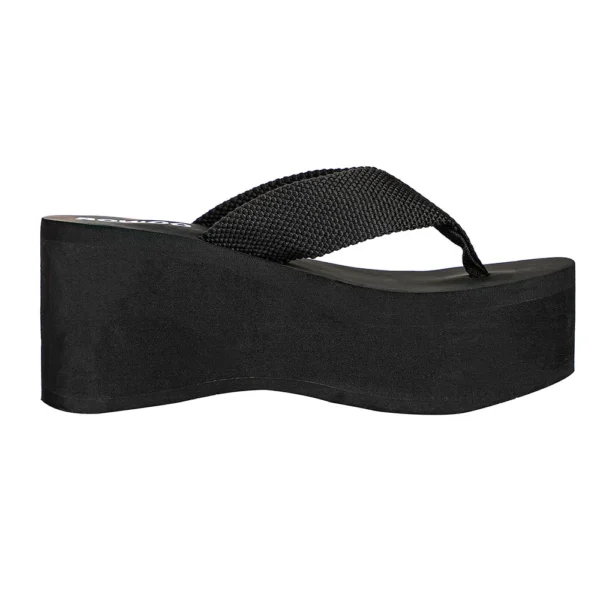 High Heel Women Sandal Shoes Solid Summer Flip Flops Wedges Platform Textile 3.15" height Increasing Shoes 8cm Footwear - Image 2