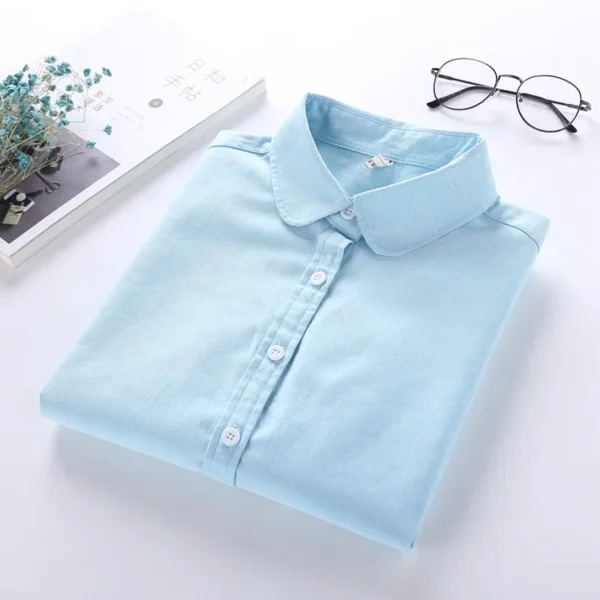 Women Blouse 2023 New Casual BRAND Long Sleeved Cotton Oxford White Shirt Woman Office Shirts Excellent Quality Blusas Lady - Image 5