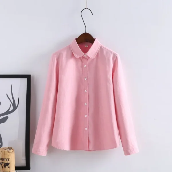 Women Blouse 2023 New Casual BRAND Long Sleeved Cotton Oxford White Shirt Woman Office Shirts Excellent Quality Blusas Lady - Image 2