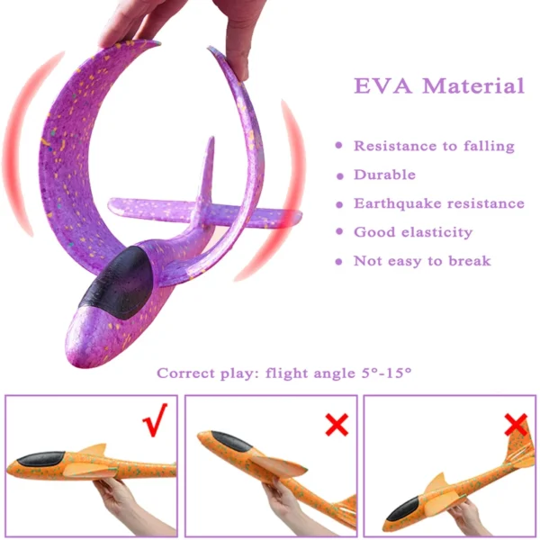 48cm Large EVA Foam Aircraft Toy Hand Throw Flight Glider Aircraft Airplane DIY Model Toy Throwing Roundabout Airplane Kid Gifts - Image 3