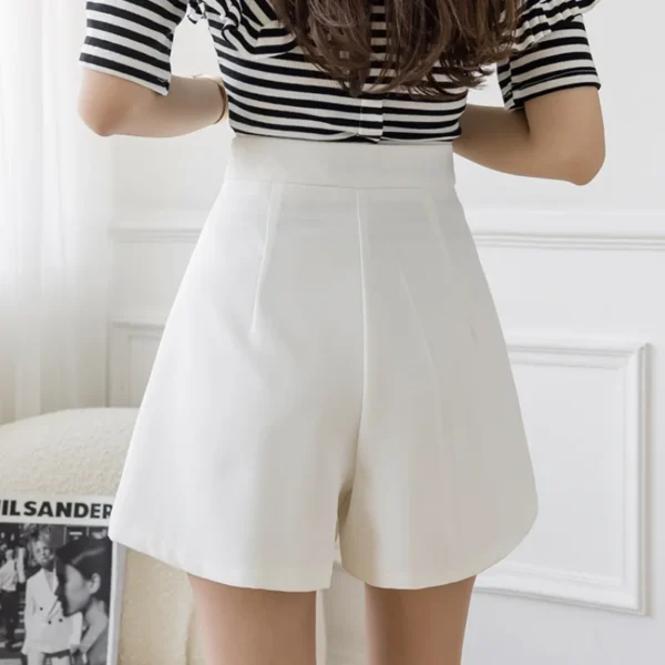 New Fashion High Waist A-line Pleated Shorts Skirts Women Summer Solid Color Wide-leg Shorts Office Lady Casual Shorts - Image 4