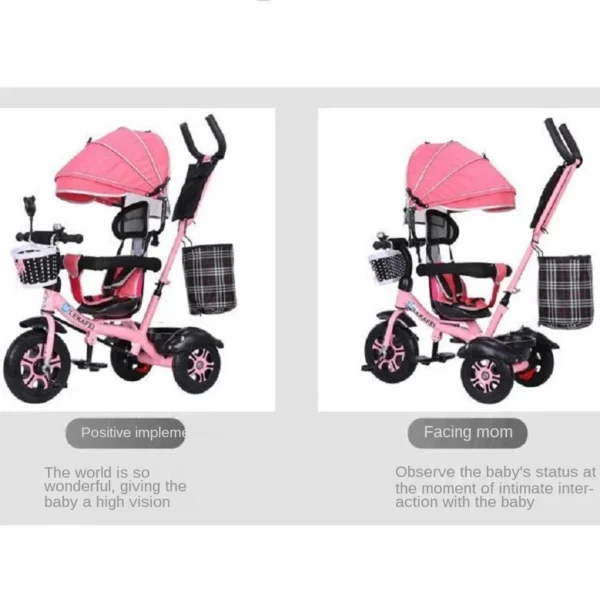 LazyChild Rotatable Seat Children's Tricycle 1-5 Year Old Baby Bicycle Bike Baby Stroller With Awning 2023 New - Image 2