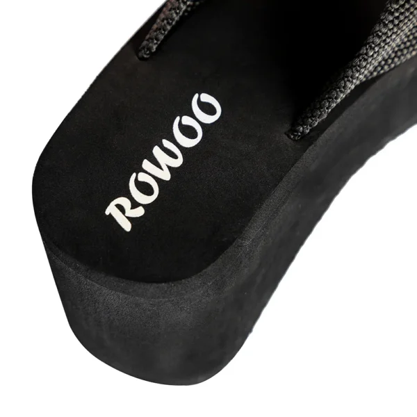High Heel Women Sandal Shoes Solid Summer Flip Flops Wedges Platform Textile 3.15" height Increasing Shoes 8cm Footwear - Image 5