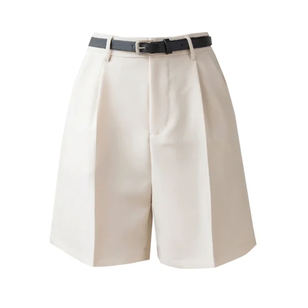 Fashion High Street Drape Suit Shorts Women Casual Solid Color High Waist Zipper Shorts Office Lady Summer Bottoms With Belt - Image 5