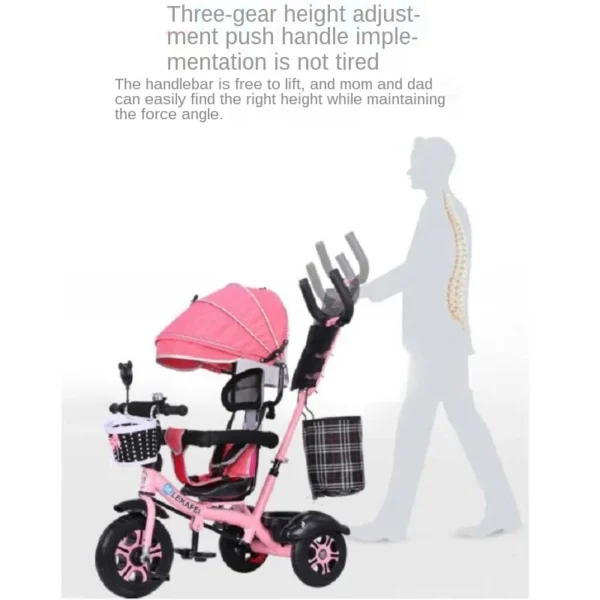 LazyChild Rotatable Seat Children's Tricycle 1-5 Year Old Baby Bicycle Bike Baby Stroller With Awning 2023 New - Image 3