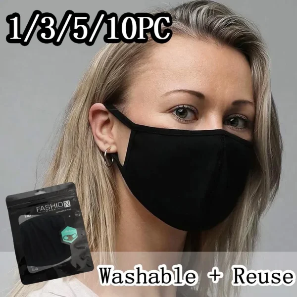 1/3/5/10pcs Black Mouth Mask Reusable Dust Mask Washable Mascarillas Face Shield Masque Foggy Haze Mask Mascarilla Маска