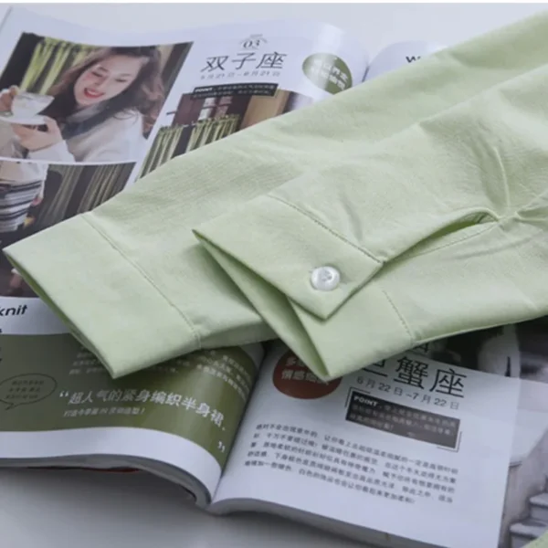 2023 Women’s Casual Long Sleeve Cotton Oxford Shirt – White Blouse, High-Quality Office Top for Ladies - Image 6