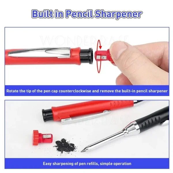 5 Colors 40mm Long Head Carpenter Mechanical Pencil Deep Hole Marker Pencil for Woodworking Construction Home Improvement - Image 4