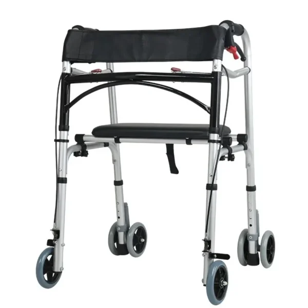 Hemiplegic Elderly Mobile Chair Walking Stick with Handbrake, Four-wheel Folding Assistant Adult Walkers, Disabled Crutches - Image 5