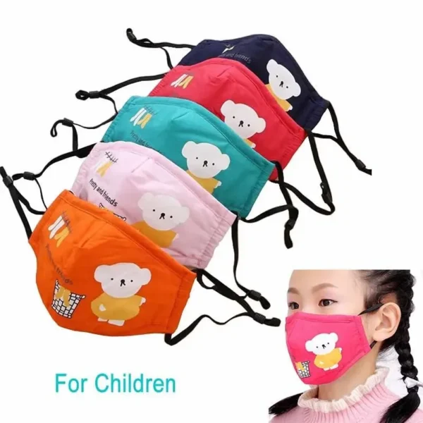 PPE Mask Reusable Anti Dust PM2.5-Breathable Cotton Face Mouth Mask for Children Cartoon Design Protective Washable with Filter - Image 2