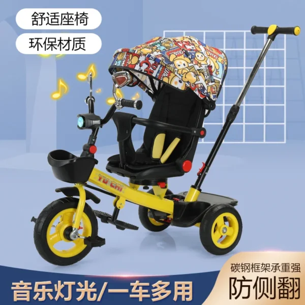 Children's tricycle lie down sit high landscape stroller magical tool for strolling children foot pedal multifunctional - Image 4