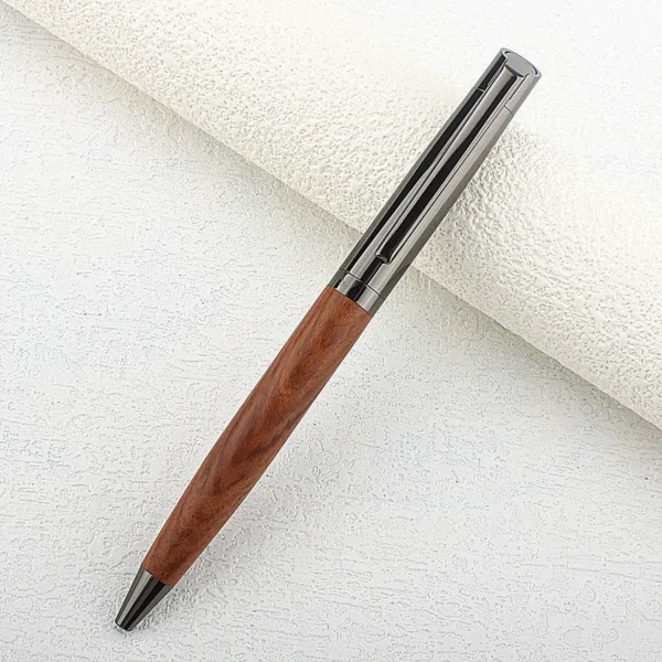 Premium Metal Ballpoint Pen with Wood Barrel for Smooth Writing Experience and High-End Design-Blue Ink-Office-With Pen BAG - Image 2