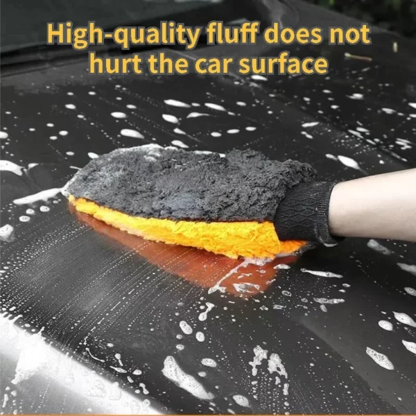 1Pcs Soft Car Washing Gloves Double-sided Fleece Microfiber Chenille Drying Cloth Car Body Window Tire Cleaning Glove Thicken - Image 2
