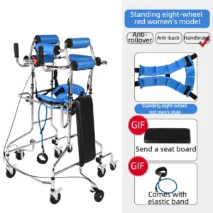 Upright Rollator Walker Stand Up Walker with 8 Wheels Anti-tilt Wheels hemiplegia walker stand frame with seat