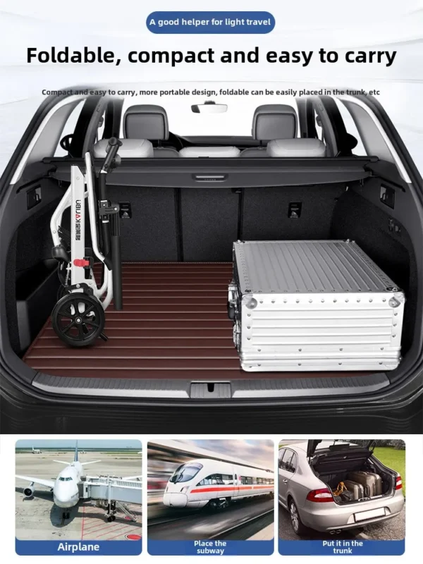 Folding lightweight wheelchair for the elderly, small size, ultra-light portable travel scooter for the elderly - Image 3