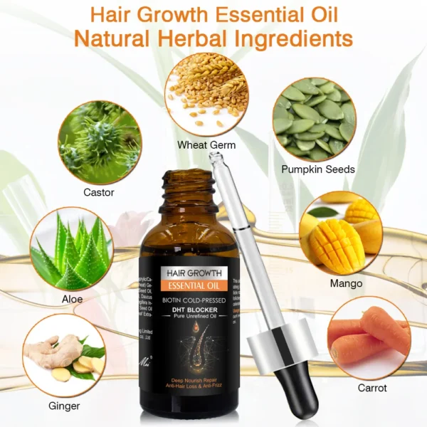 2pcs/set Hair Growth Essential Oil Biotin Cold-Pressed DHT Blocker and Hair Growth Shampoo Anti-Hair Loss Conditioner - Image 4