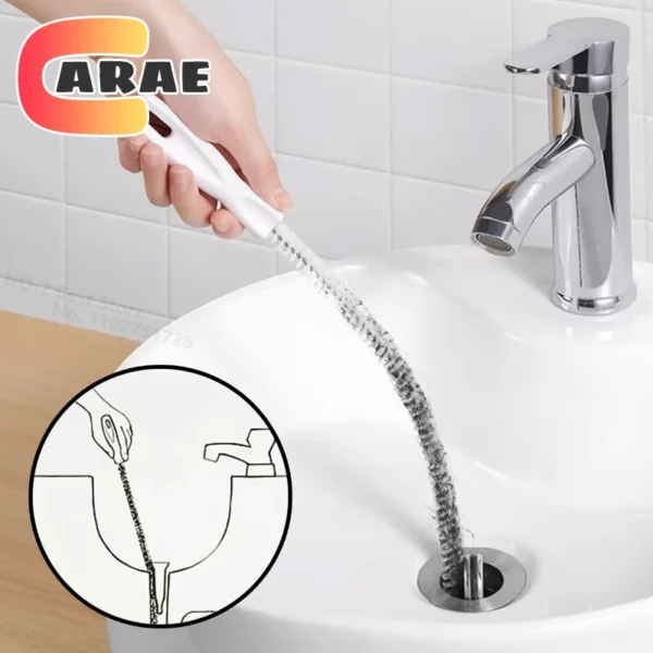 Pipe Dredging Brush Flexible Drain Brush Household Sewer Animal Pet Hair Catcher Sink Cleaning Brush for Kitchen Bathroom