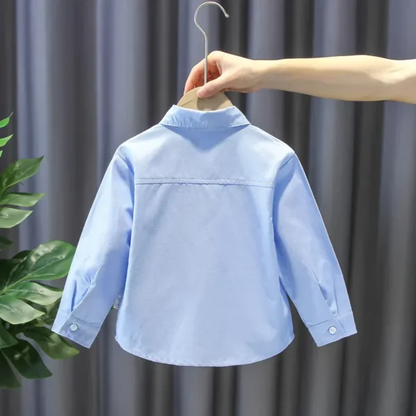 White Long Sleeve Shirt for Boys Spring Autumn New Style Children's Clothing Baby Toddler Kids Medium Size Top Fall Infant - Image 4