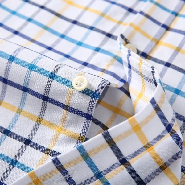 100% Pure Cotton Oxford Shirts for Men Long Sleeve Plaid Shirt Striped Male BusinessTartan Red Shirt Mans Designer Clothes - Image 4