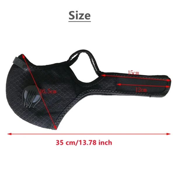 Cycling Face Mask with Filter PM 2.5 Dust Proof Masks Sport Washable Reusable Face Mask for Men Bandana Actived Carbon Filters - Image 2