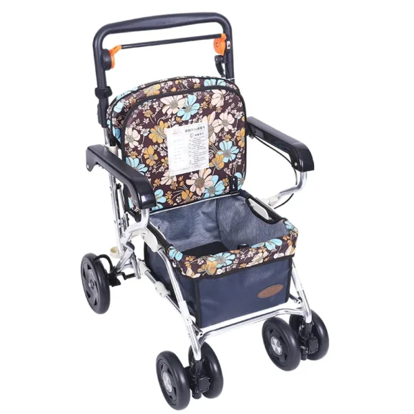 Folding Rollator Walker with Seat and Extra Wide Backrest shopping basket - Image 2