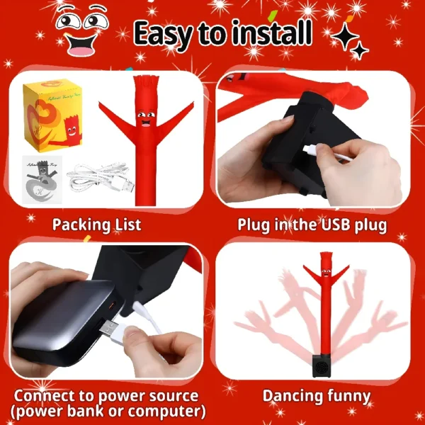 On Tables Type C Usb Mini Sky Dancing Man Desktop Small Inflatable Tube Air Dancer with Blower - Image 2