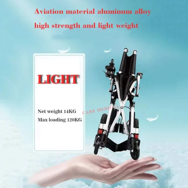 N/W: 14KG Hot Aluminum alloy Ultra-light Foldable Electric Wheelchair For Disabled Whelchair walker - Image 5