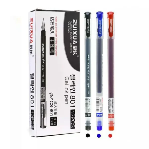 6 Pcs/Set 0.38mm Large-capacity Ink Diamond Tip Gel Pen Black/Blue/Red Refill Exam Signing Writing School Office Supplies - Image 2