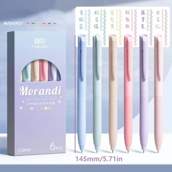 6Colors/Set Color Gel Pen 0.5mm ST Tip Ballpoint Pen Writing Tool Color Ink Signing Pen Students Gift Stationery School Supplies