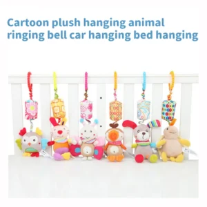 Adorable Cartoon Animal Pendant Toys Newborns Stroller Plush Toys Car Seat Plush Soft Animal Bells Toys Stroller Pendant Gifts