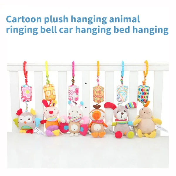 Adorable Cartoon Animal Pendant Toys Newborns Stroller Plush Toys Car Seat Plush Soft Animal Bells Toys Stroller Pendant Gifts