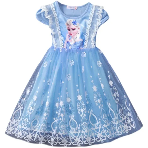 2024 New Girls Clothes Summer Flying Sleeve Kids Dress Party Baby Dresses for Children Clothing Frozen Elsa Princess Dresses - Image 4