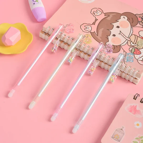 1 Piece Lytwtw's Stationery Cute Drifting Bottle Bear Pendant Gel Pen School Office Supplies Creative Sweet Lovely Erasable Pen - Image 2