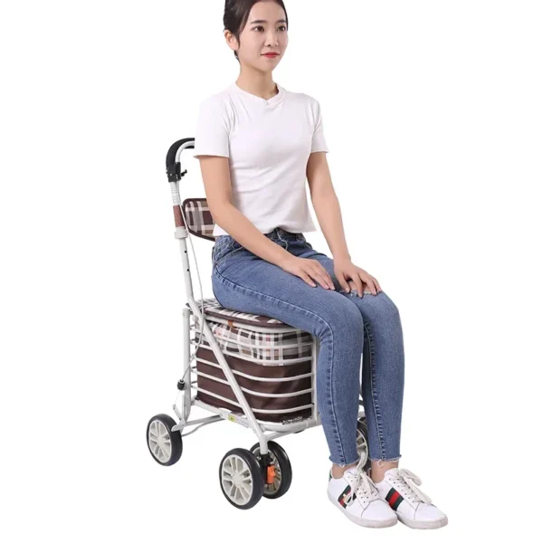 Four-wheel Walking Assist Rollator Walkers Lightweight Aluminum Folding Mobility Shopping Walkers Rollator Elderly Handcart - Image 2