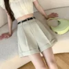 2024 New Fashion Draped High Waist Women Shorts Spring Summer Casual A-line Wide Leg Shorts Boyfriend Style Woman Shorts - Image 3