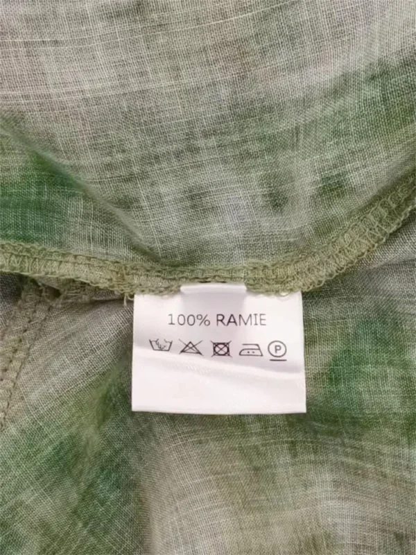 100% Ramie Shirt Women's Half Sleeve V-neck Green Printing Summer 2025 Lace-up Loose Female Blouse - Image 6