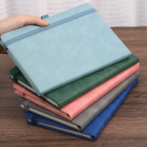 Vintage A5 leather strap notebook with leather notebook cover, personalized soft cover, and bookmark, perfect for business - Image 5